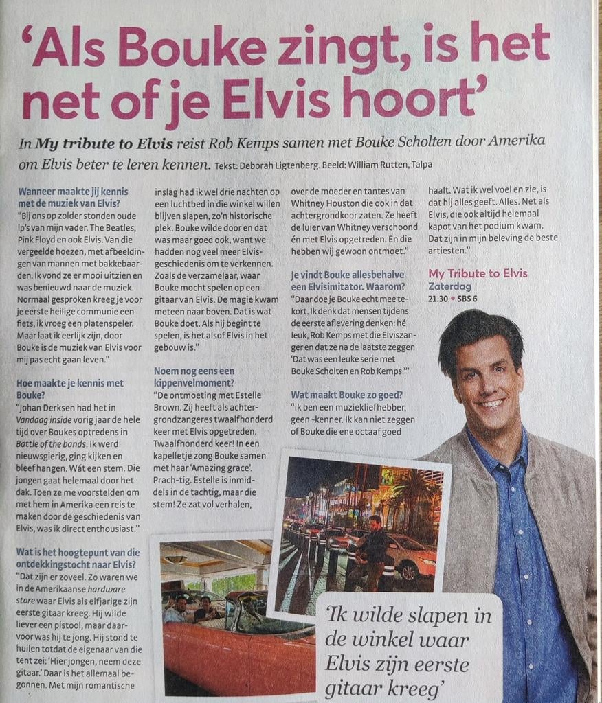Als Bouke zingt is het net of je Elvis hoort. Artikel 2024, Ophalen of Verzenden, 1980 tot heden, Buitenland, Knipsel(s)