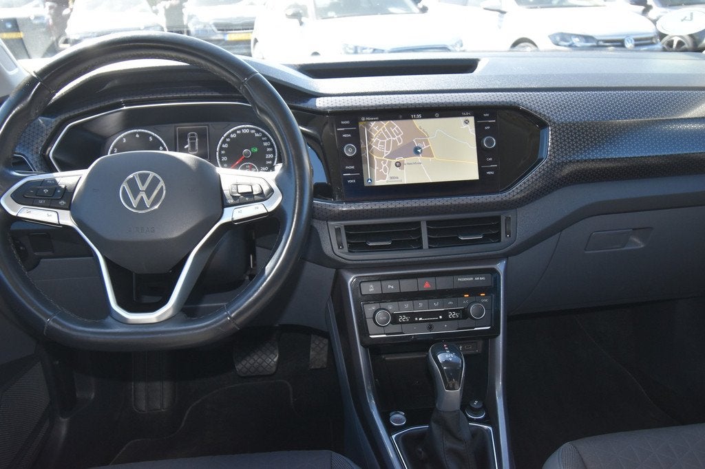 Volkswagen T-Cross 1.5 TSI Style , TREKHAAK , A UITRIJ CAM ,, Auto's, Volkswagen, T-Cross, 4 cilinders, 150 pk, Leder en Stof