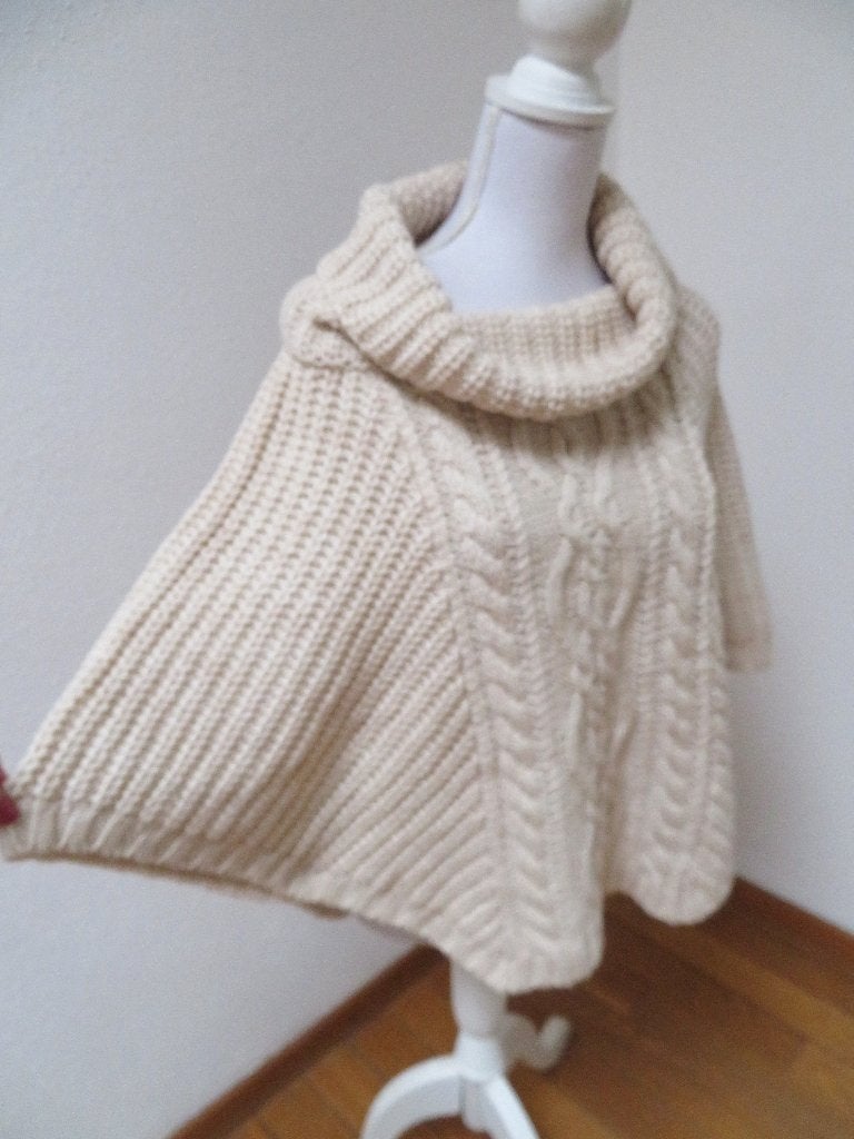 J13 ENJOY nieuwe poncho trui ecru beige M 38/40, Maat 38/40 (M), Beige, Enjoy, Nieuw