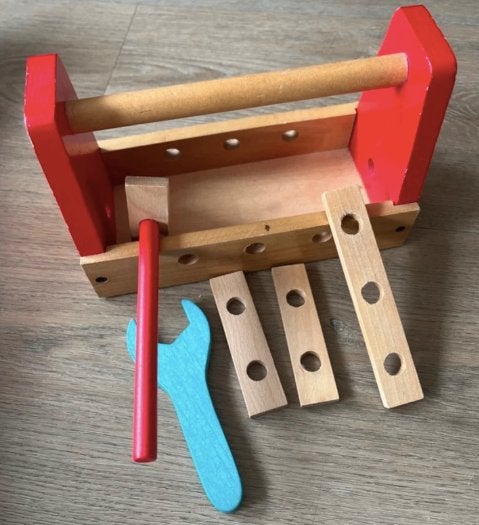 Hema Houten Gereedschapskist met Accessoires, Kinderen en Baby's, Speelgoed | Houten speelgoed, Ophalen of Verzenden, Gebruikt