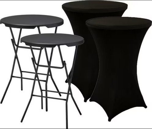 Statafels met rokken, barkrukken, stoelen en straler te huur, Ophalen of Verzenden, Zo goed als nieuw
