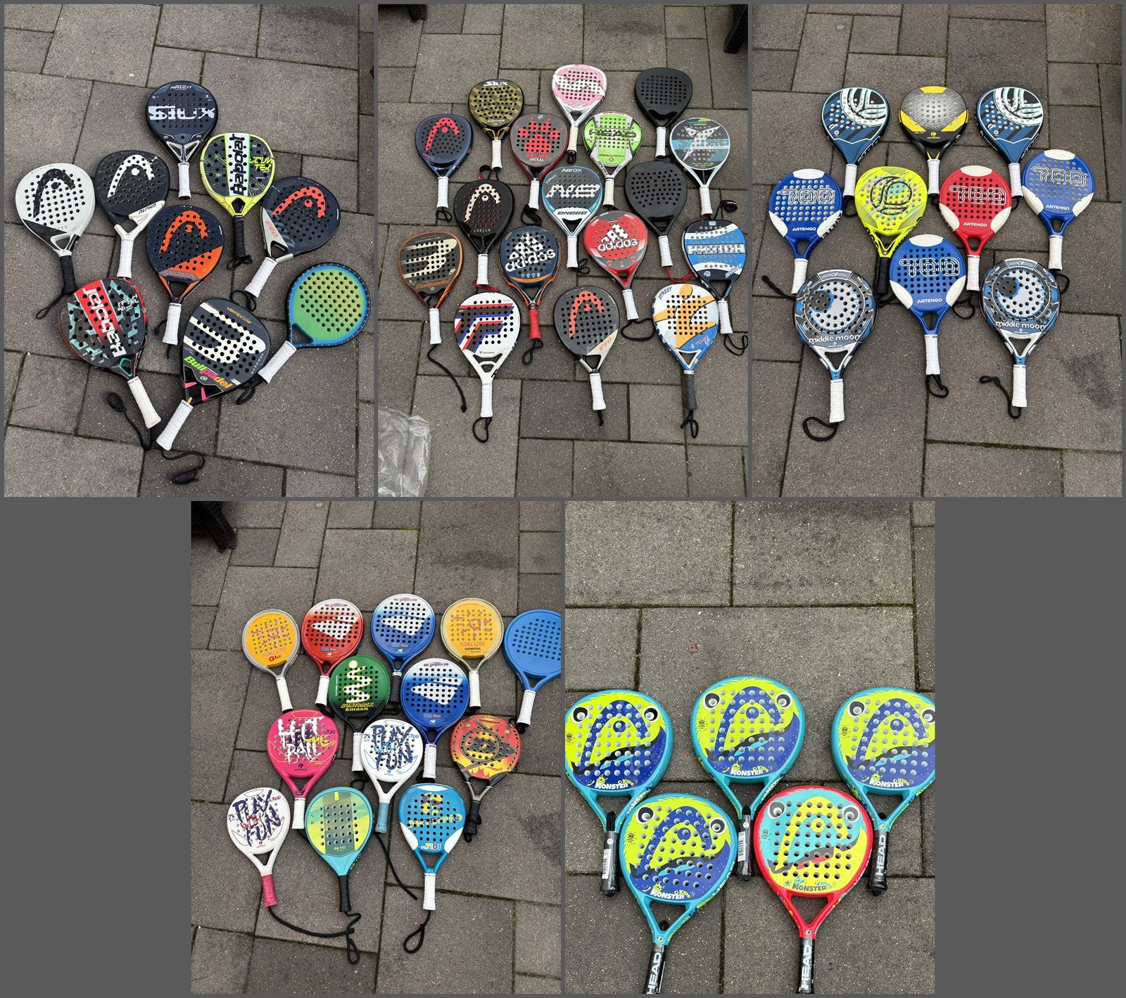 Grote collectie padelrackets (54 st.) + hoezen & accessoires, Ophalen, Zo goed als nieuw, Padelracket