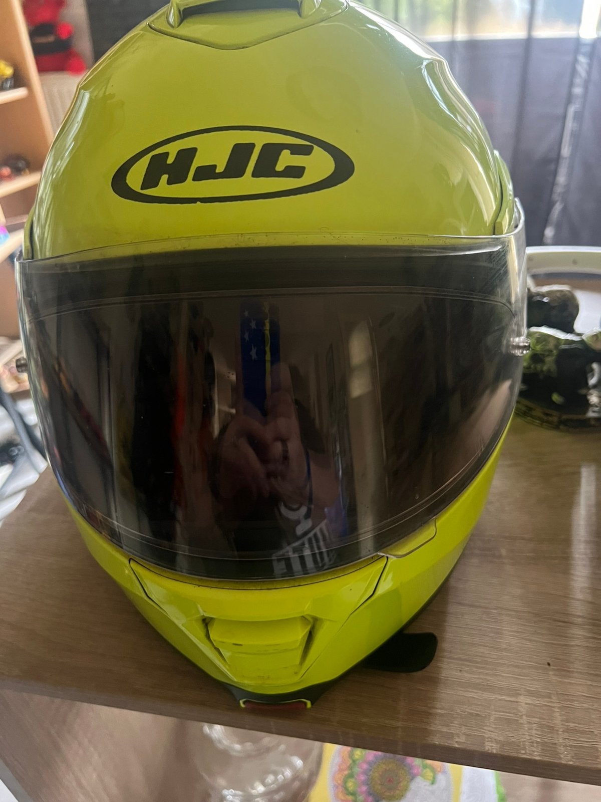 Gele HJC motor helm mt xs, Motoren, Ophalen, XS, HJC, Integraalhelm