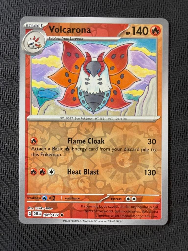 Volcarona 041/197 Reverse Holo Obsidian Flames Packfresh, Ophalen of Verzenden, Zo goed als nieuw