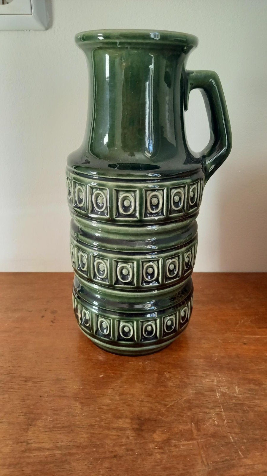 Vintage West Germany Vaas Groen - Aardewerk 429-26, Ophalen of Verzenden