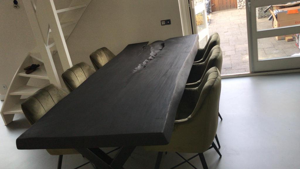 Boomstamtafel 250x100x8 cm - Uniek Design, 100 tot 150 cm, 200 cm of meer, Ophalen of Verzenden, Zo goed als nieuw