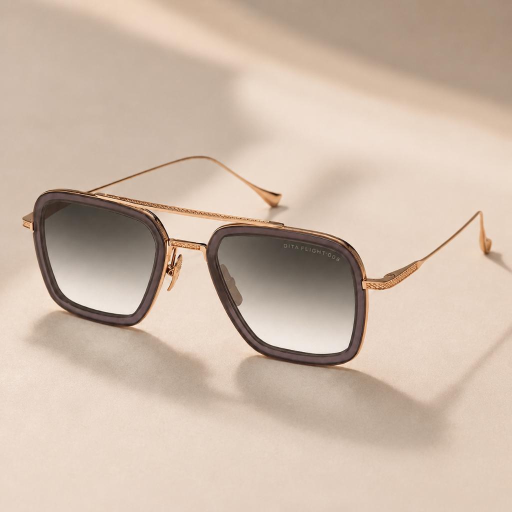 DITA FLIGHT.006 ZONNEBRIL - MAT GRIJS KRISTAL / 12K GOUD 2, Sieraden, Tassen en Uiterlijk, Zonnebrillen en Brillen | Heren, Overige merken