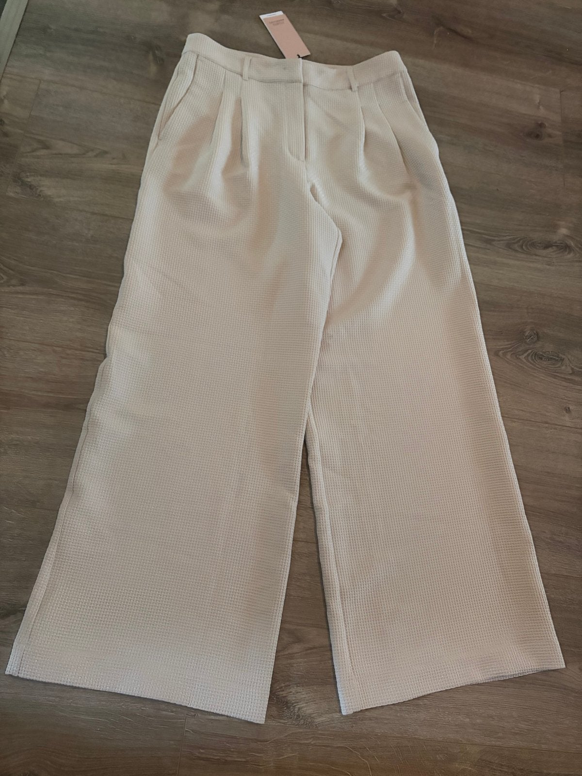 Studio Anneloes Sky sparkle waffle trousers, Kleding | Dames, Broeken en Pantalons, Beige, Maat 42/44 (L), Nieuw, Ophalen of Verzenden