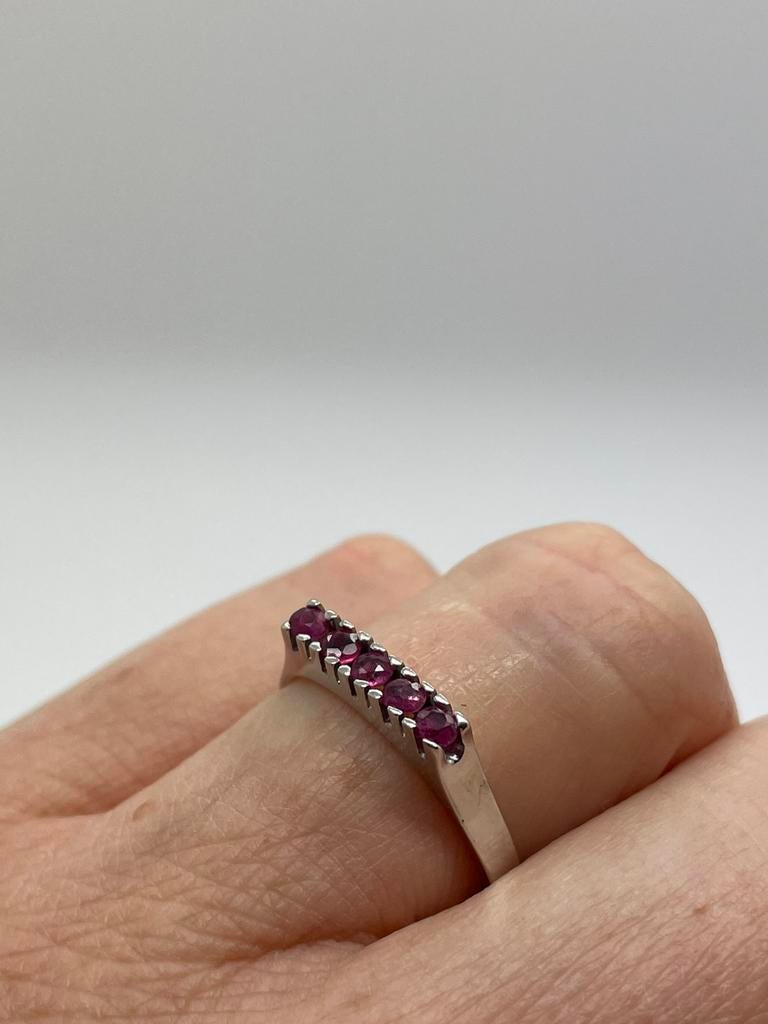 D616 Prachtige zilveren rijring roze saffier (verstelbaar), Ophalen of Verzenden, Zilver, Ring, Met edelsteen