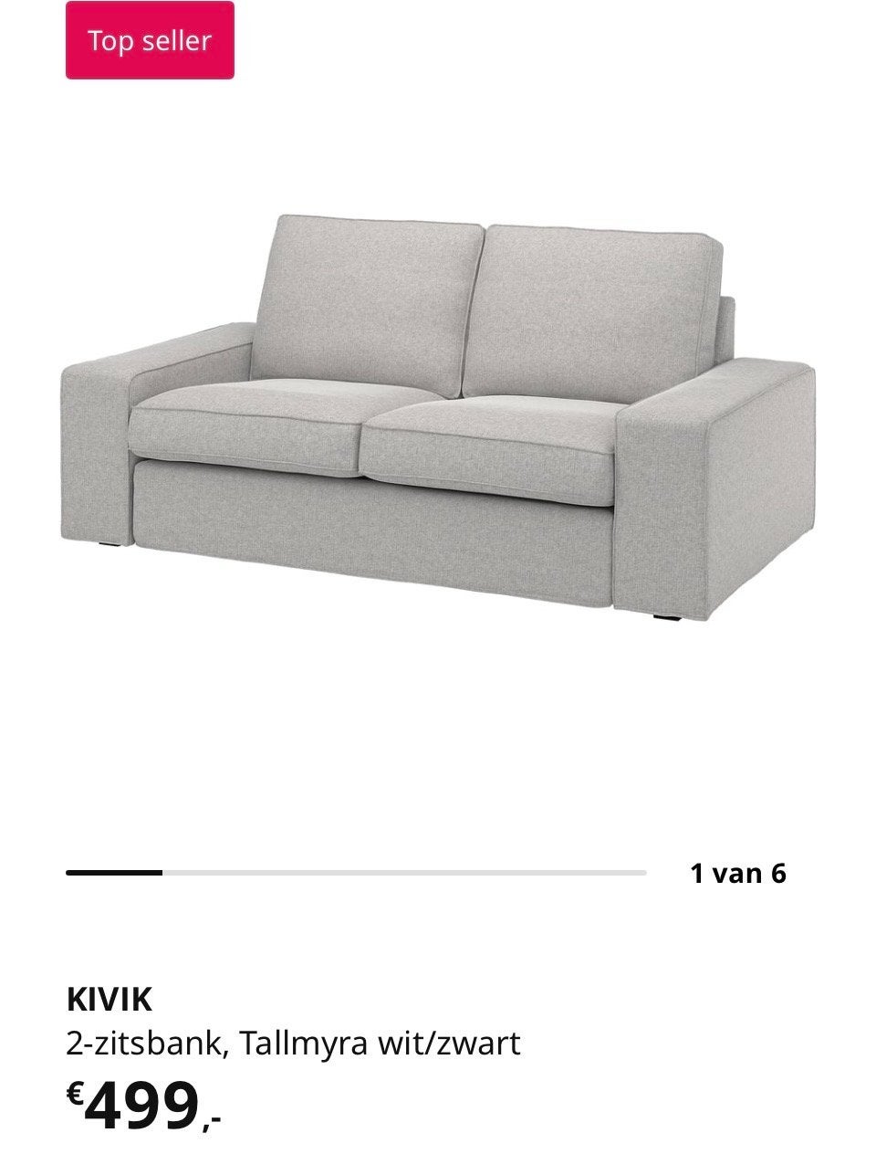 IKEA KIVIK 2-zitsbank, grijs, Ophalen, 150 tot 200 cm, Tweepersoons, 75 tot 100 cm