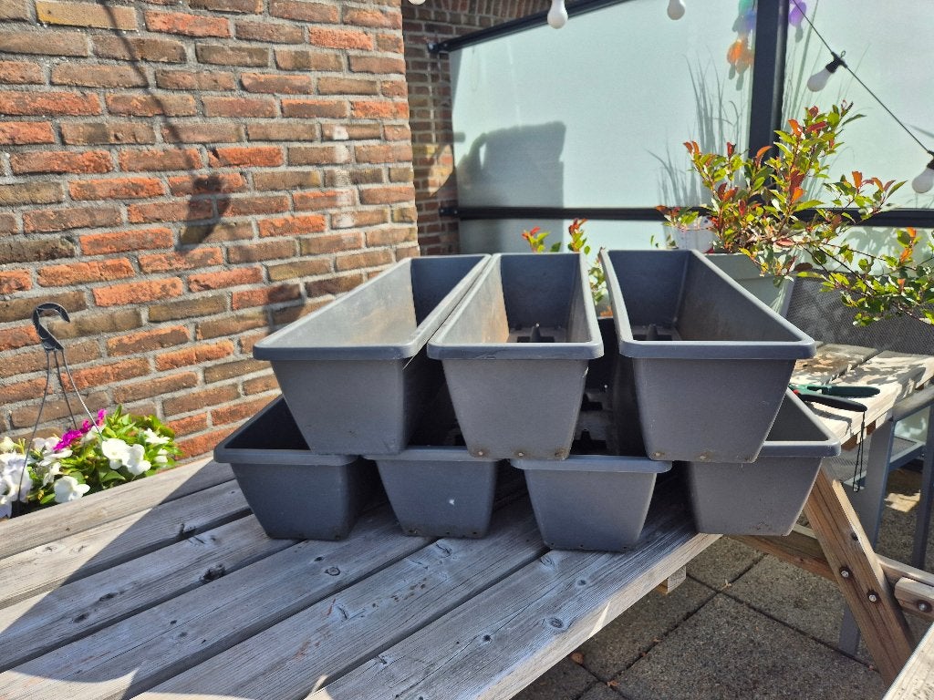 7 Plantebakken Elho antraciet, Ophalen, Kunststof, Minder dan 30 cm, Balkon