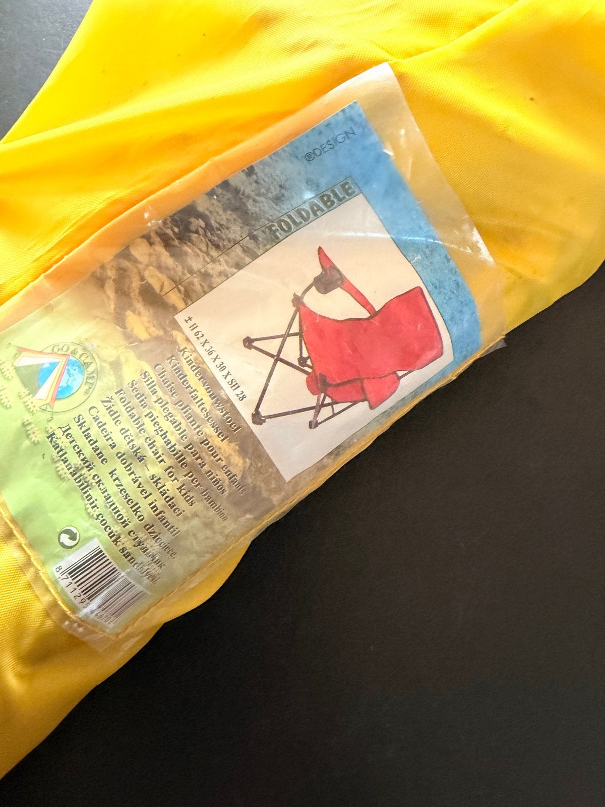 Gele opvouwbare kinderstoel - ideaal voor camping, Ophalen of Verzenden, Zo goed als nieuw, Stoel