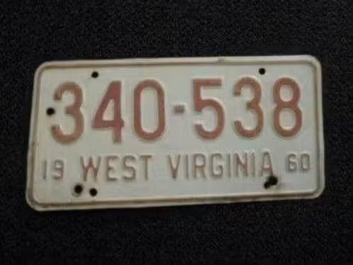 Kentekenplaat licenseplate West Virginia 1960 USA, Verzenden, Gebruikt, Auto's
