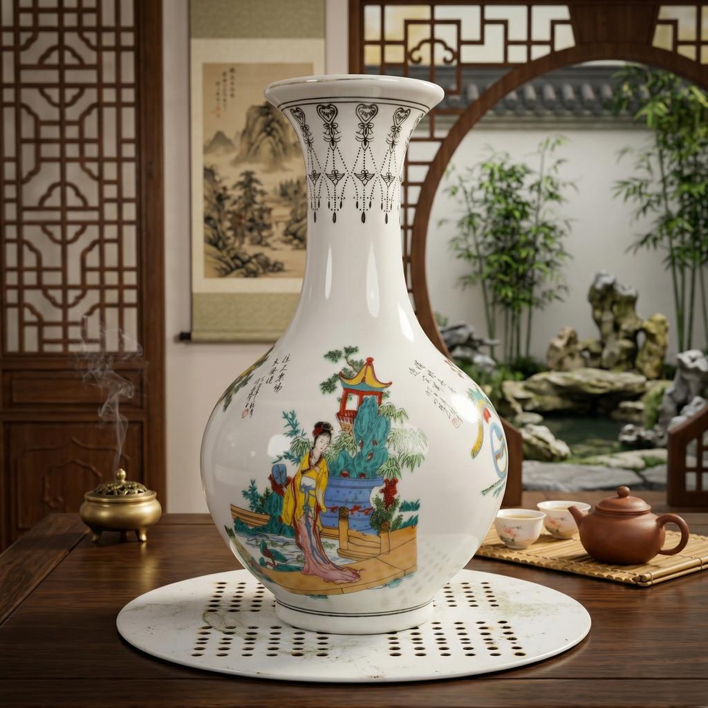 Chinese vaas Qianlong-stijl, famille rose decoratie, Antiek en Kunst, Antiek | Vazen, Ophalen of Verzenden