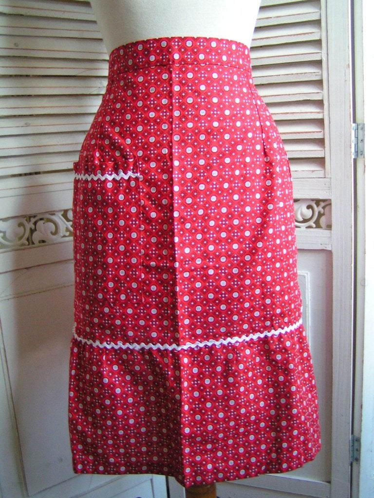 rood vintage schort nr VV 1145, Huis en Inrichting, Keuken | Textiel, Verzenden, Rood, Schort