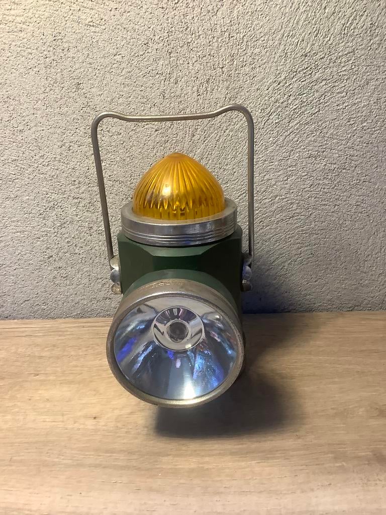 Vintage zaklamp waarschuwings lamp, Ophalen of Verzenden, Gebruikt