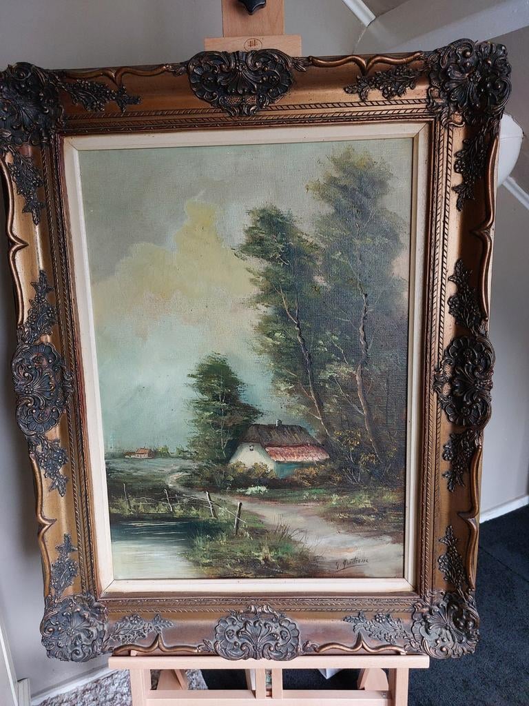 G.Quidousse Antiek gesigneerd schilderij ZIE BESCHRIJVING, Ophalen
