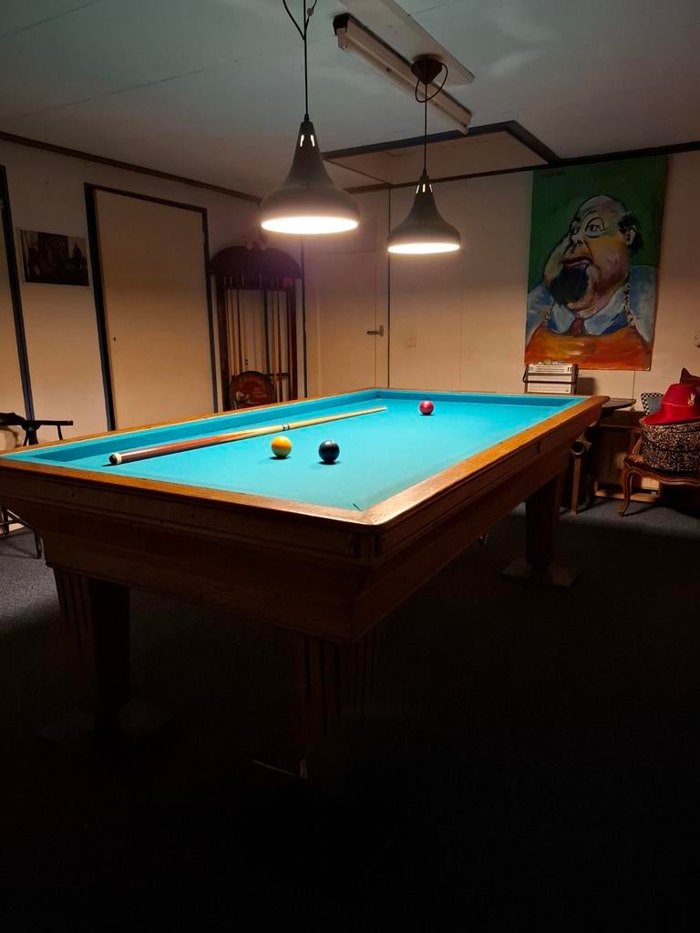 🎱 Antiek Toulet carambole biljart 1930 – 200x100, Sport en Fitness, Biljarten en Poolen, Ophalen, Biljarttafel