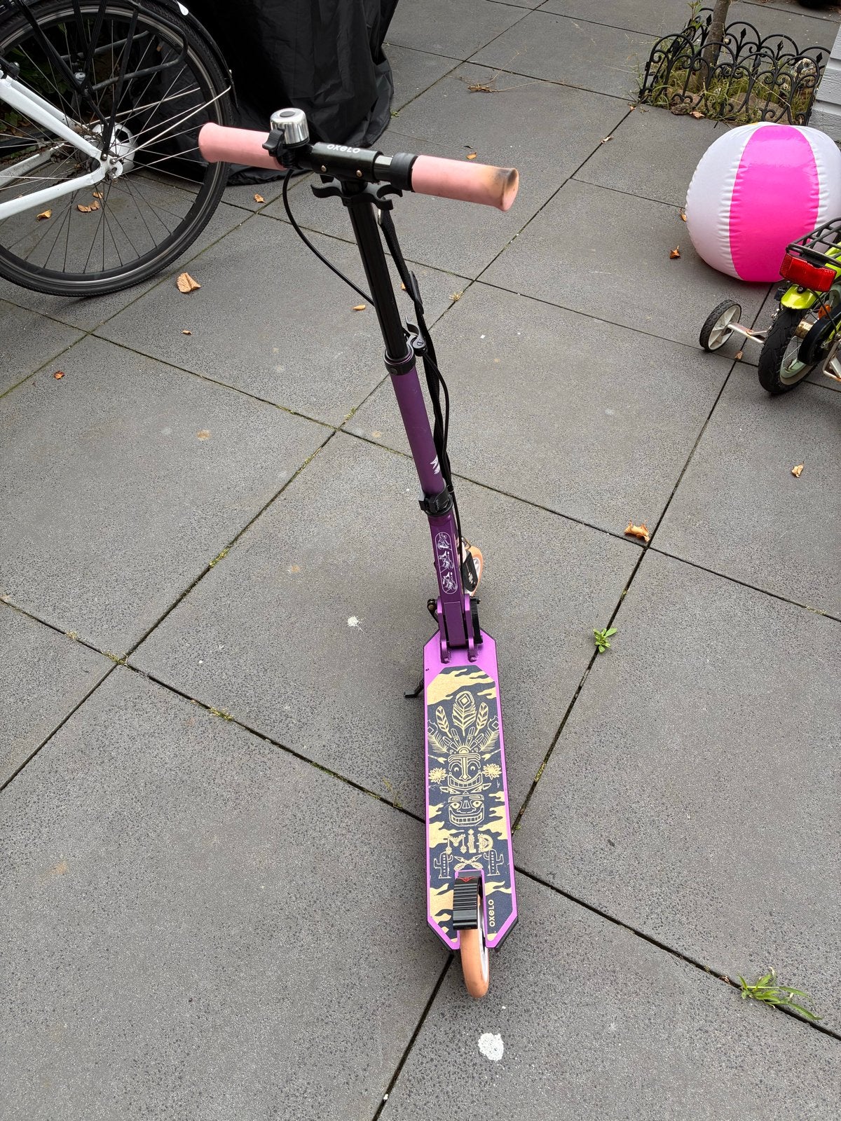 Oxelo step paars met roze handvatten, Ophalen, Gebruikt, Gewone step