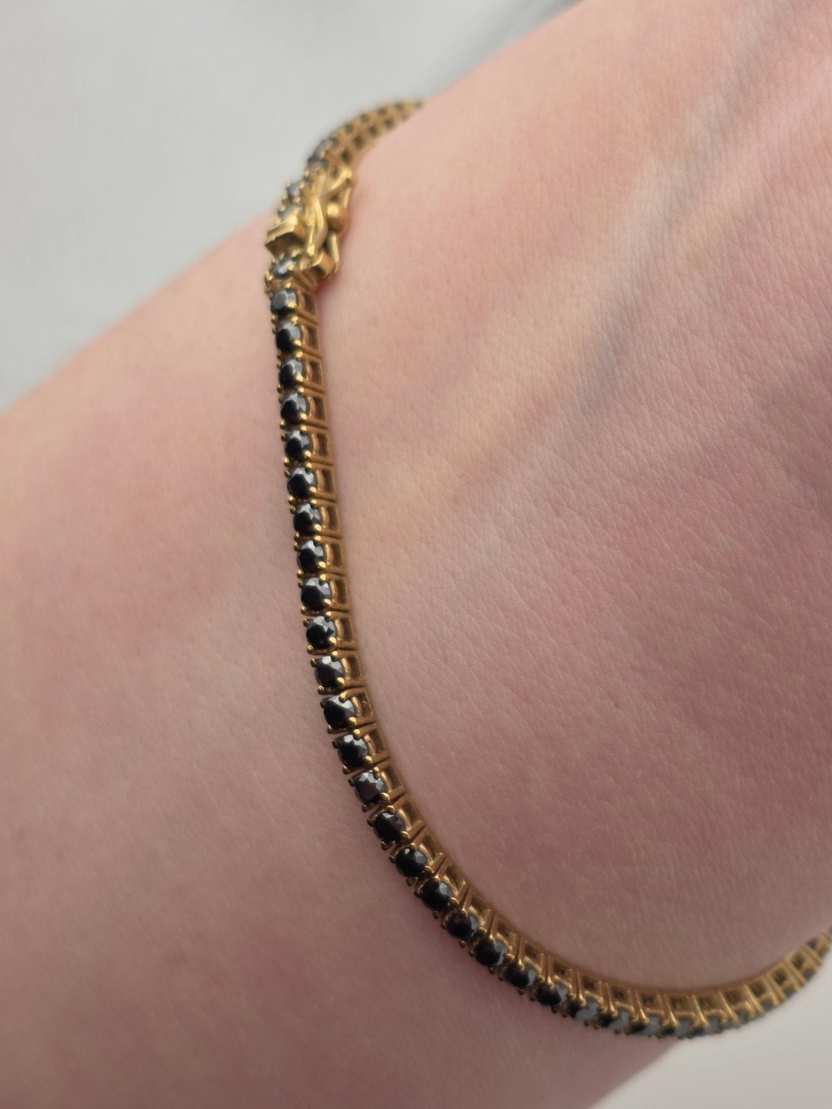 18kt yellow gold Tennis bracelet with black diamonds 3ct, Sieraden, Tassen en Uiterlijk, Armbanden, Ophalen of Verzenden, Nieuw