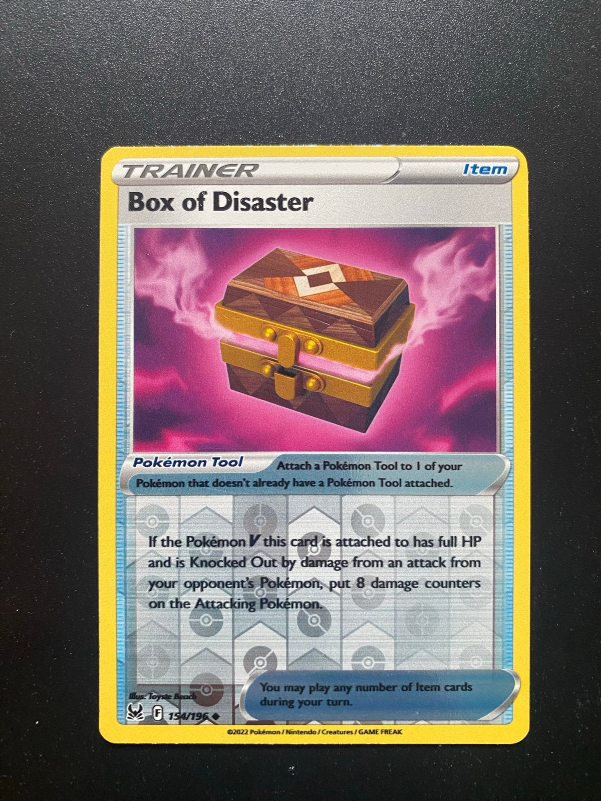 Box of Disaster 154/196 Reverse Holo Pokémon Lost Origin, Ophalen of Verzenden, Zo goed als nieuw, Losse kaart, Foil