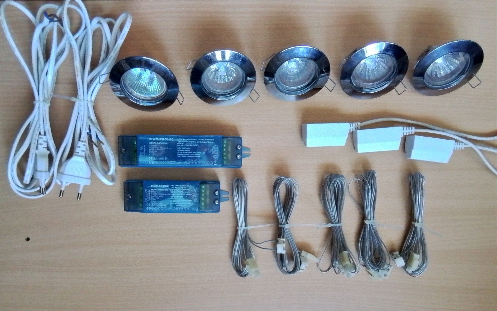 5 Halogeen inbouw spothouders set, Huis en Inrichting, Lampen | Spots, Ophalen, Halogeen, Zo goed als nieuw, Metaal