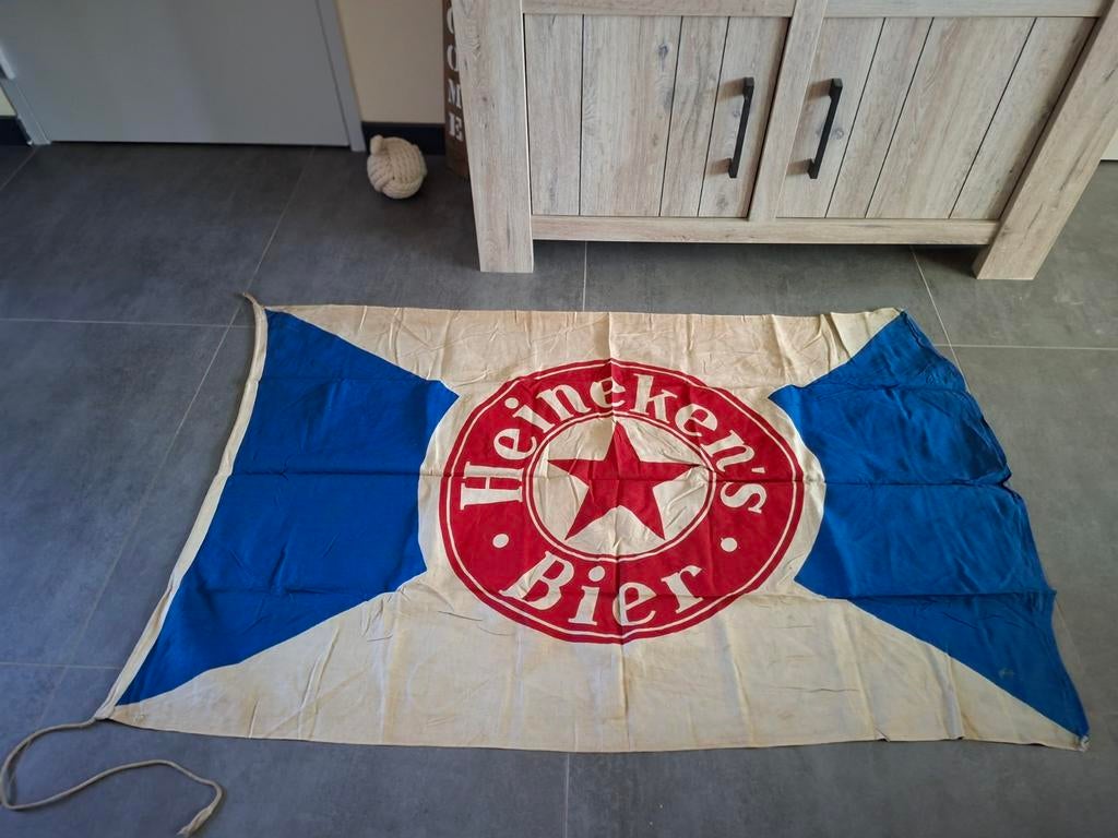 Heineken.s bier vlag oud, Ophalen of Verzenden, Gebruikt, Reclamebord