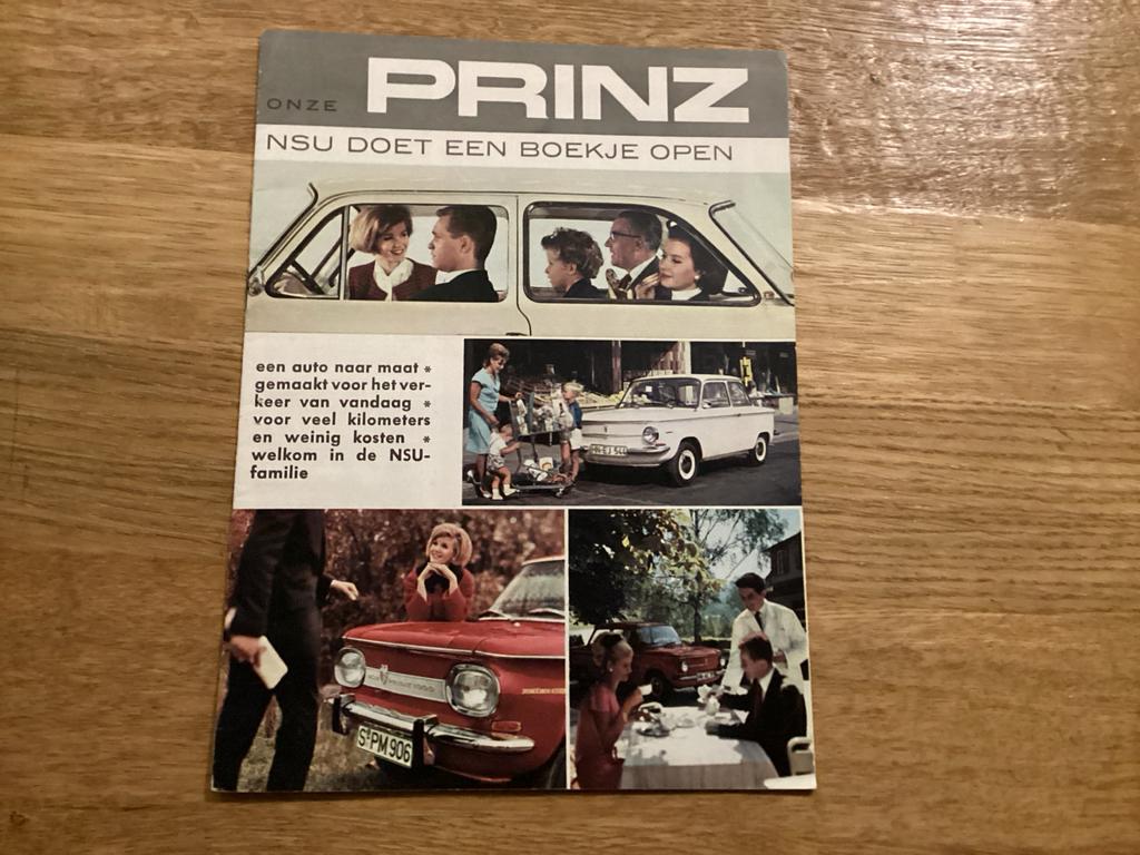 NSU Prinz Brochure -met Sport-Prinz Coupe en Spider 1965, Ophalen of Verzenden, Gelezen, Overige merken