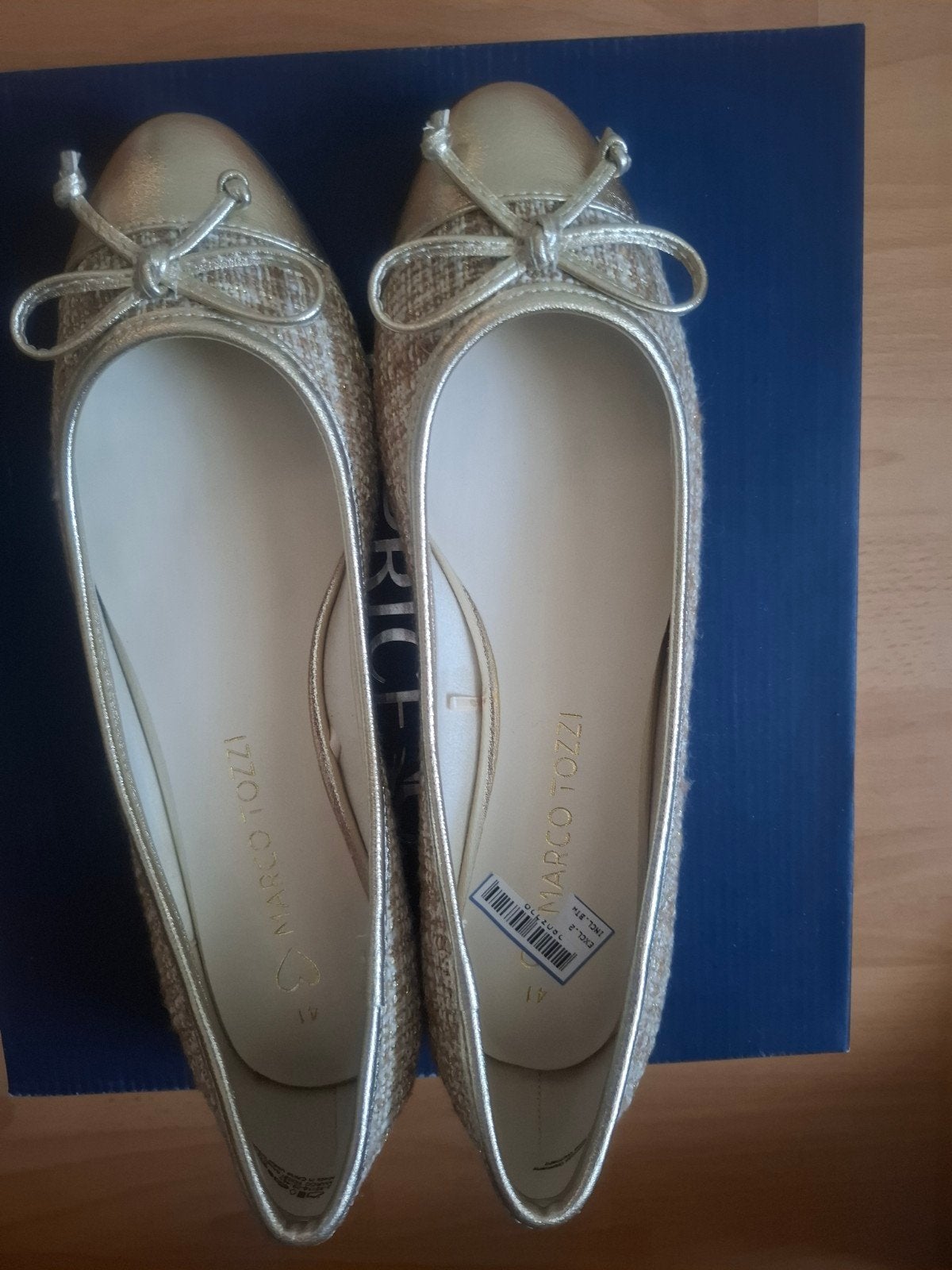 NIEUW Marco Tozzi ballerina’s Goud / Tweed  Maat 41, Beige, Marco Tozzi, Nieuw, Ballerina's