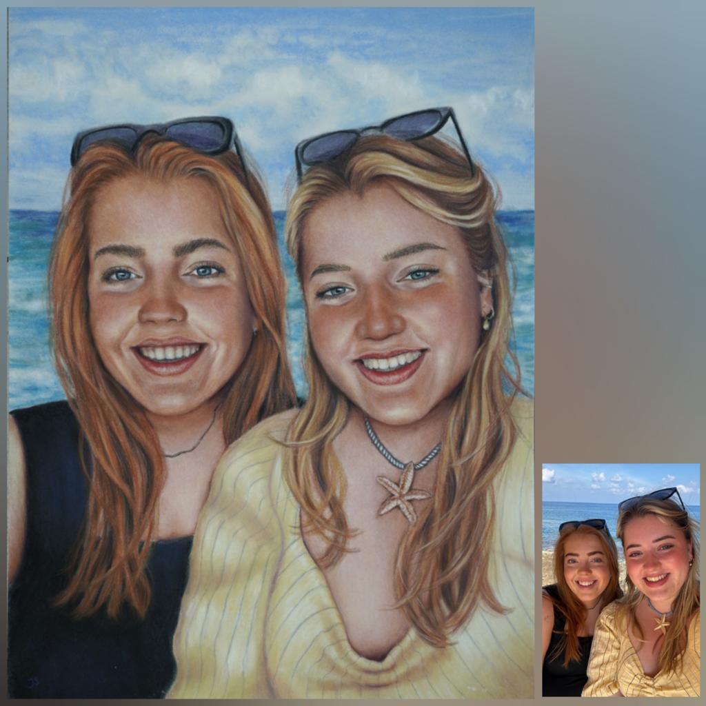 Portret tekening pastelkrijt schilderij realistisch