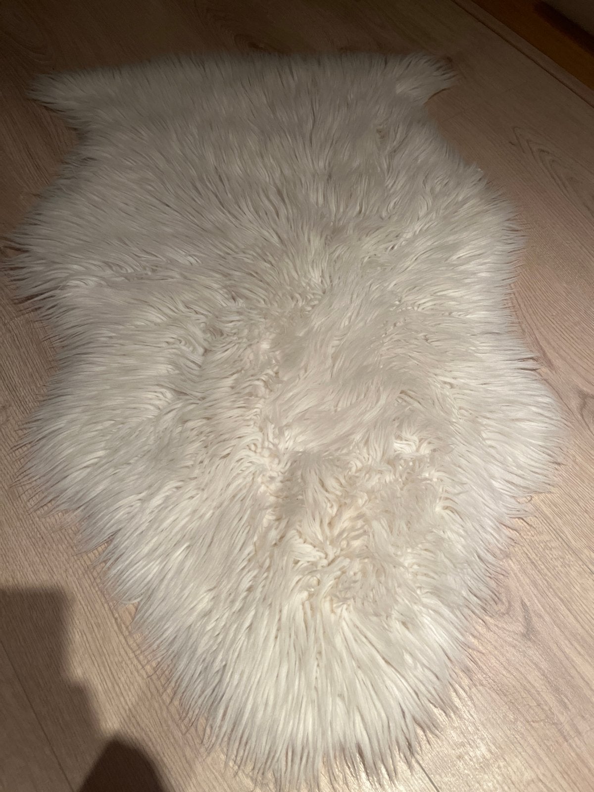 Zacht wit schapenvacht kleedje, Minder dan 50 cm, Gebruikt, 50 tot 100 cm, Wit