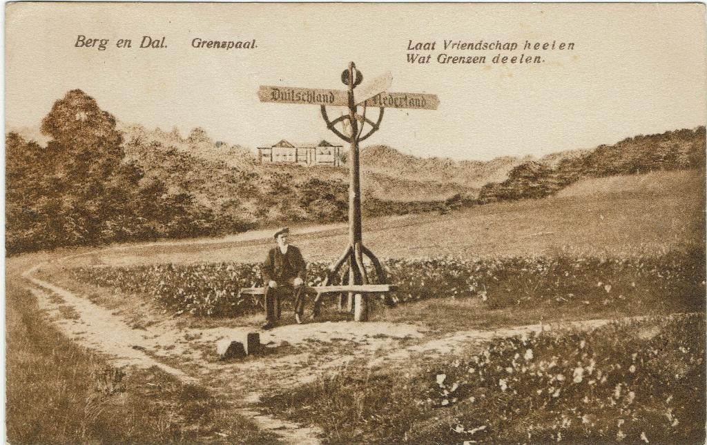 Berg en Dal – Grenspaal. Gelopen Amsterdam 1924., Ophalen of Verzenden, 1920 tot 1940, Gelopen, Gelderland