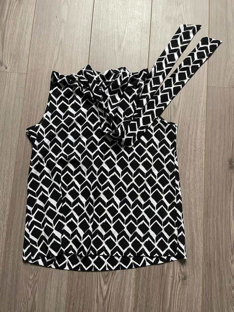 Studio Anneloes zwarte dames top print travelstof mt S Zgan, Ophalen of Verzenden, Zo goed als nieuw, Maat 36 (S), Zonder mouw
