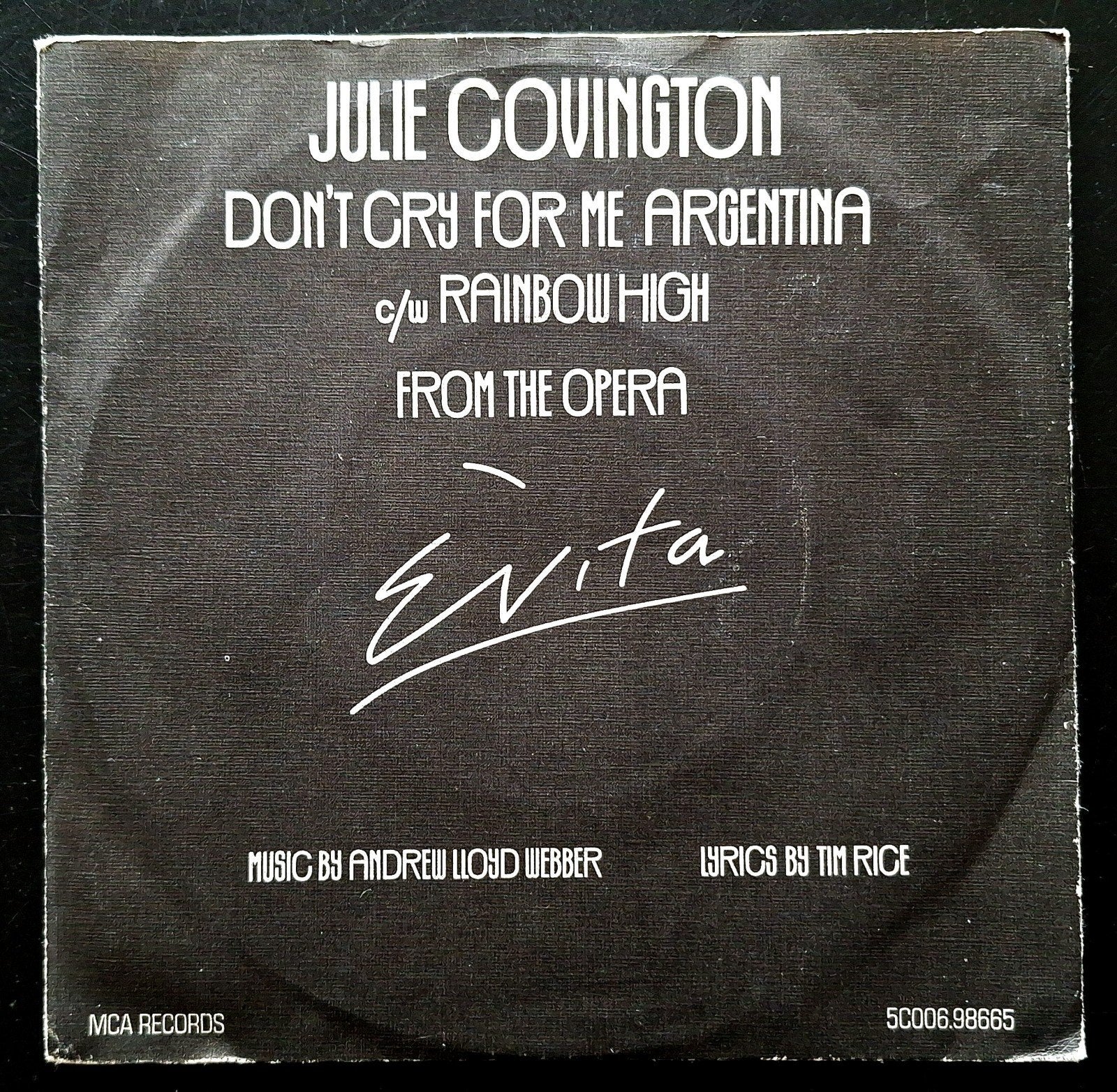 7"/SINGLE  JULIE COVINGTON - Don't Cry For Me Argentina, Ophalen of Verzenden, Gebruikt, Pop