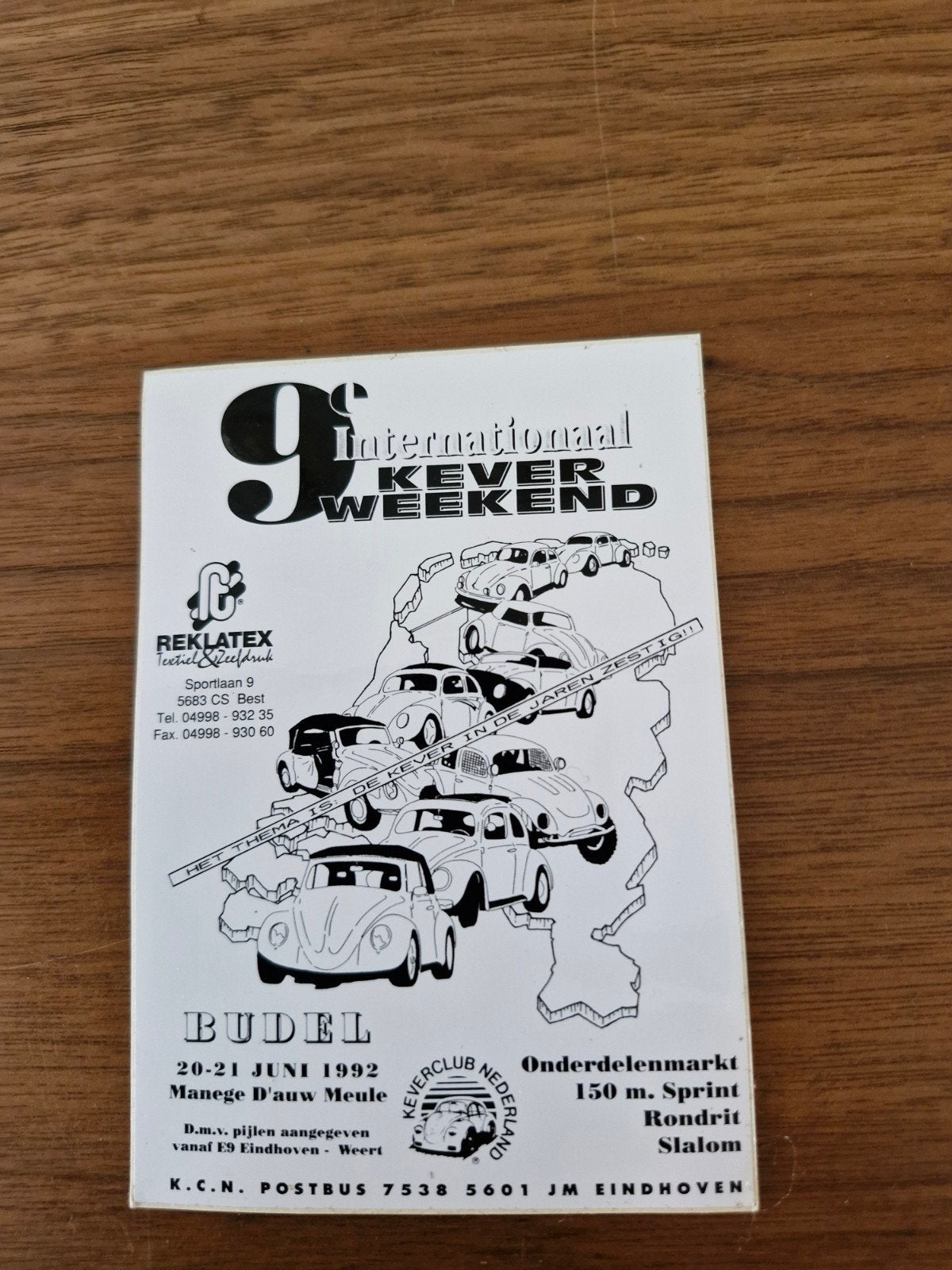 9851 Vintage Kever Weekend Sticker 1992 - Budel, Ophalen of Verzenden, Zo goed als nieuw, Auto's