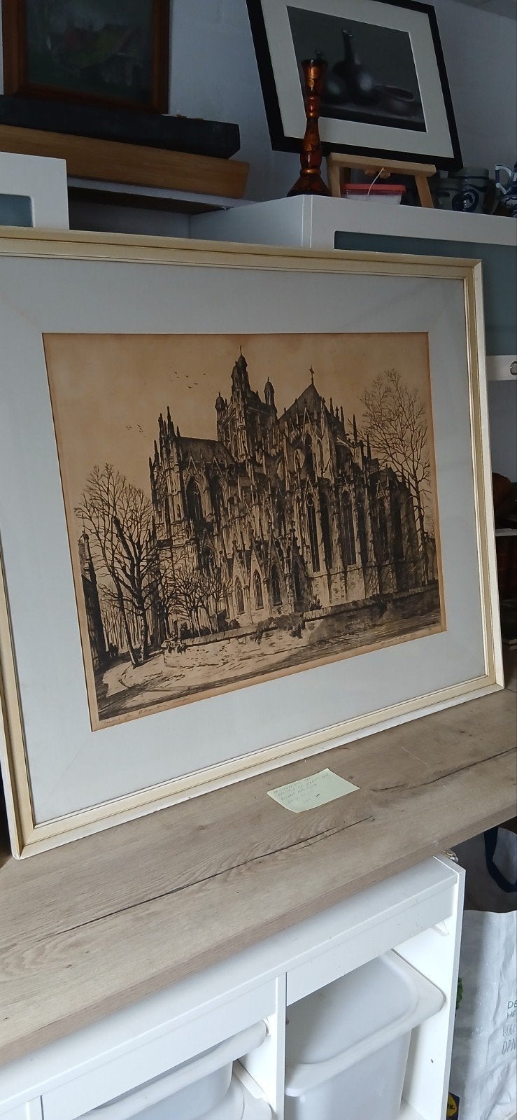 Originele ets van Hendrik de Laat - Kathedraal 1936, Antiek en Kunst, Ophalen, Ets, Architectuur, Origineel