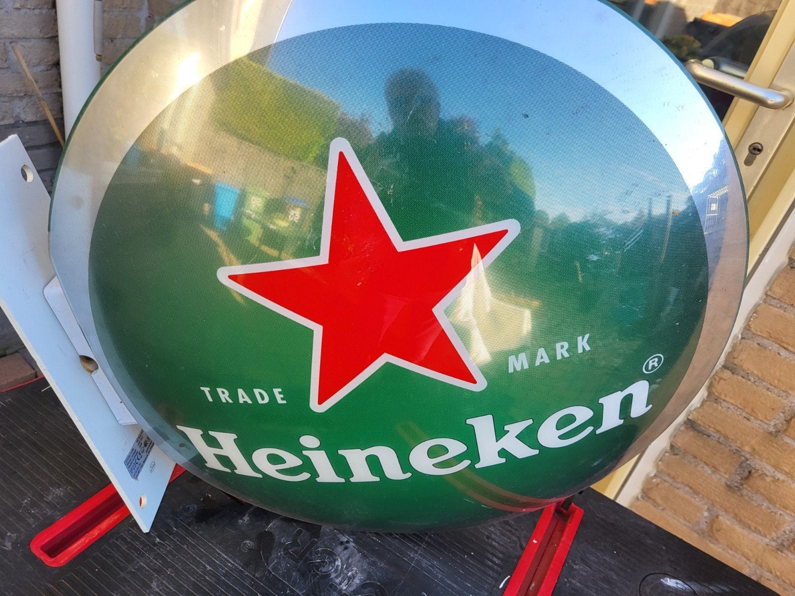Heineken Lamp - 50 cm Diameter, Ophalen, Zo goed als nieuw, Reclamebord, Plaat of Schild, Heineken