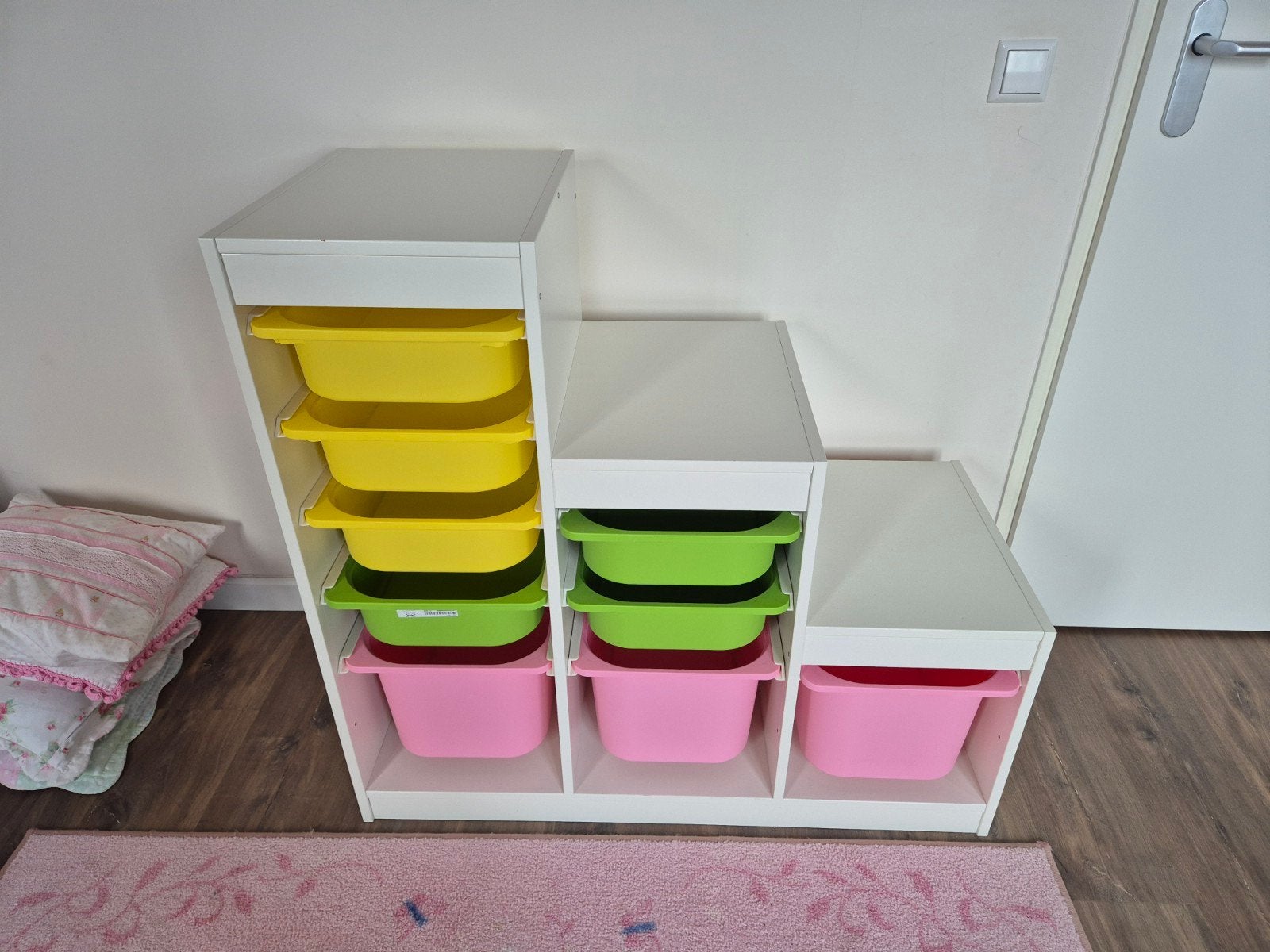 IKEA Trofast opbergkast met bakken - wit/geel/groen/roze, Ophalen, Gebruikt, Kast, 50 tot 70 cm