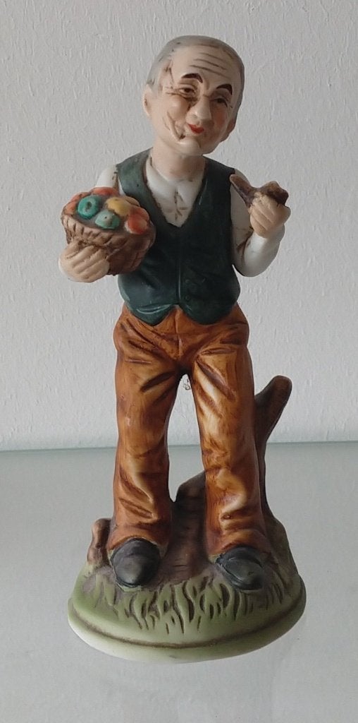 vintage bisque beeldje oude man met pijp, volgnr 41, Ophalen of Verzenden, Zo goed als nieuw, Mens