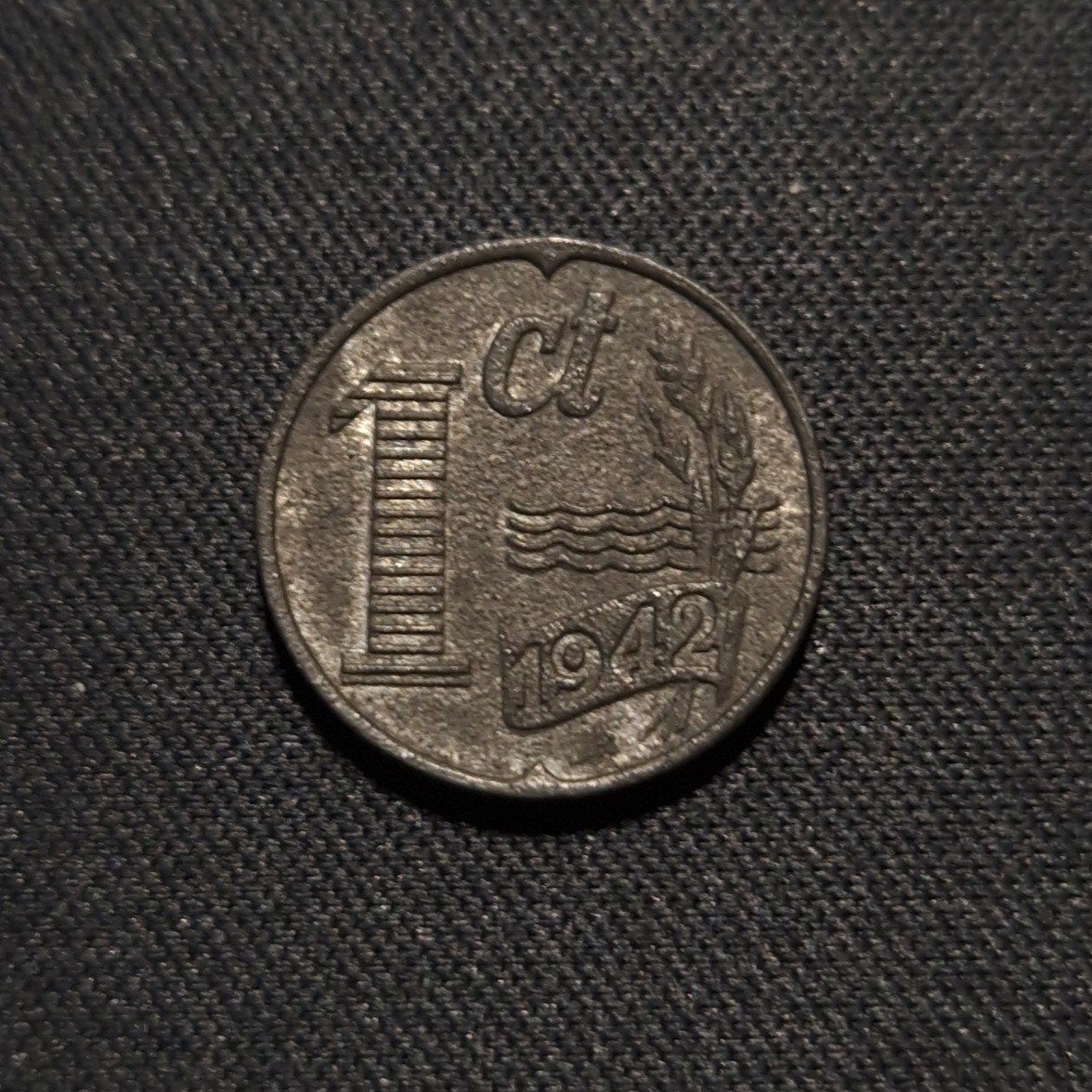 1 cent 1942 zink mooie kwaliteit, Postzegels en Munten, Munten | Nederland, Verzenden, Koningin Wilhelmina, 1 cent, Losse munt
