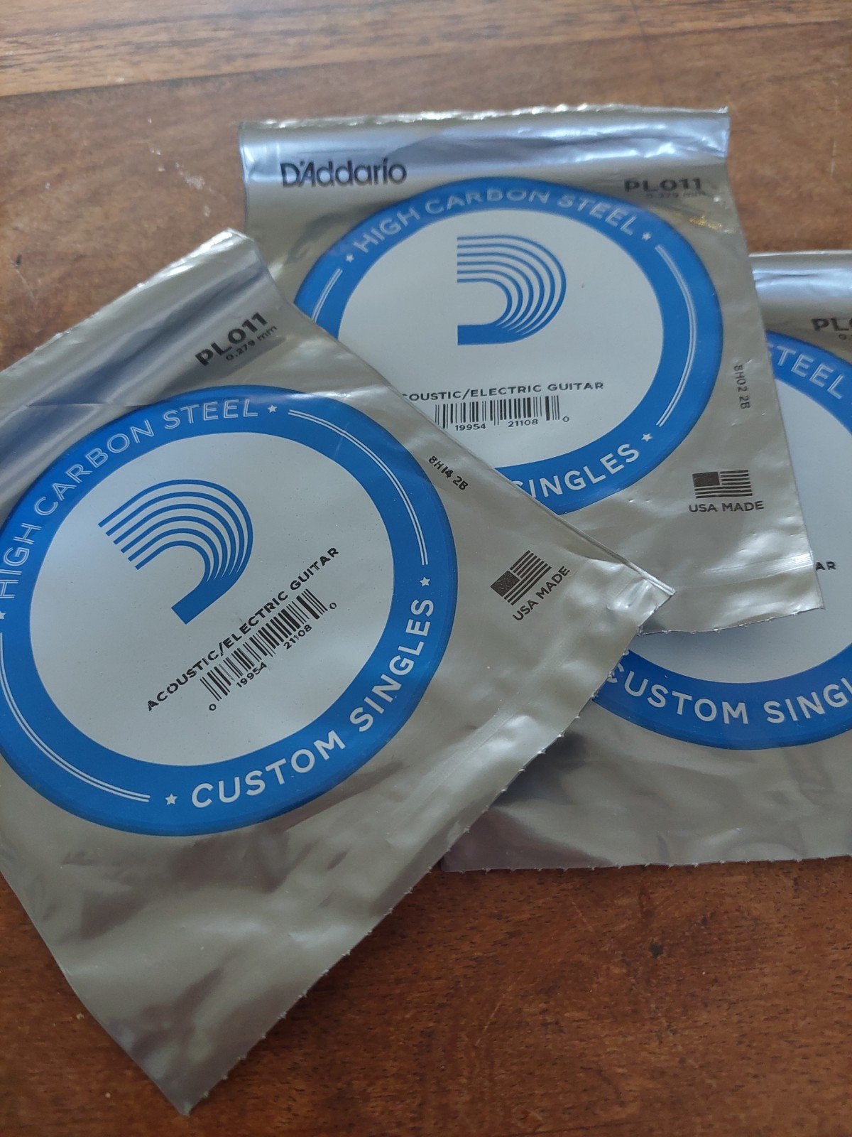 3x D'Addario Custom Singles PL011 snaren (nieuw), Ophalen of Verzenden, Nieuw
