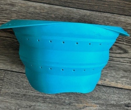 BK siliconen vouwbare vergiet - Ø22cm & plat 3cm – turquoise, Ophalen of Verzenden, Nieuw