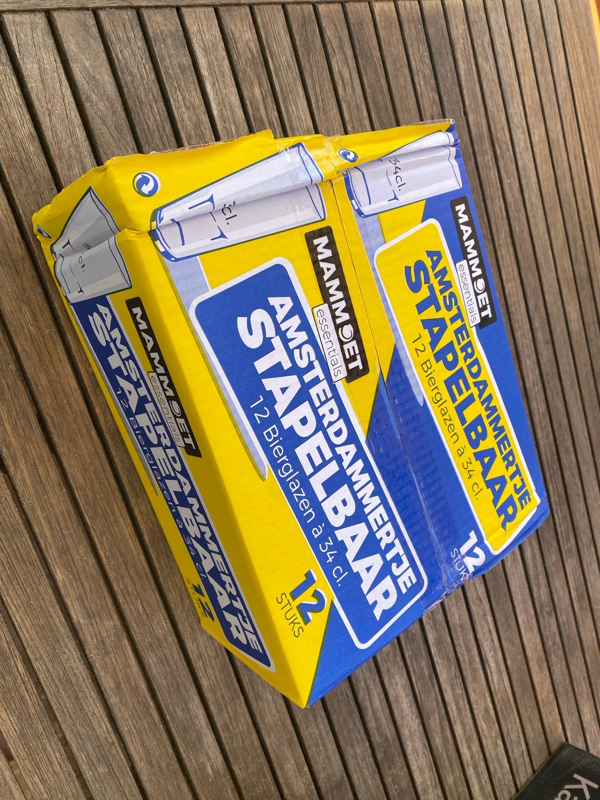 Nieuwe Amsterdammertje stapelbare bierglazen12 x, Ophalen of Verzenden, Nieuw, Glas, Overige merken
