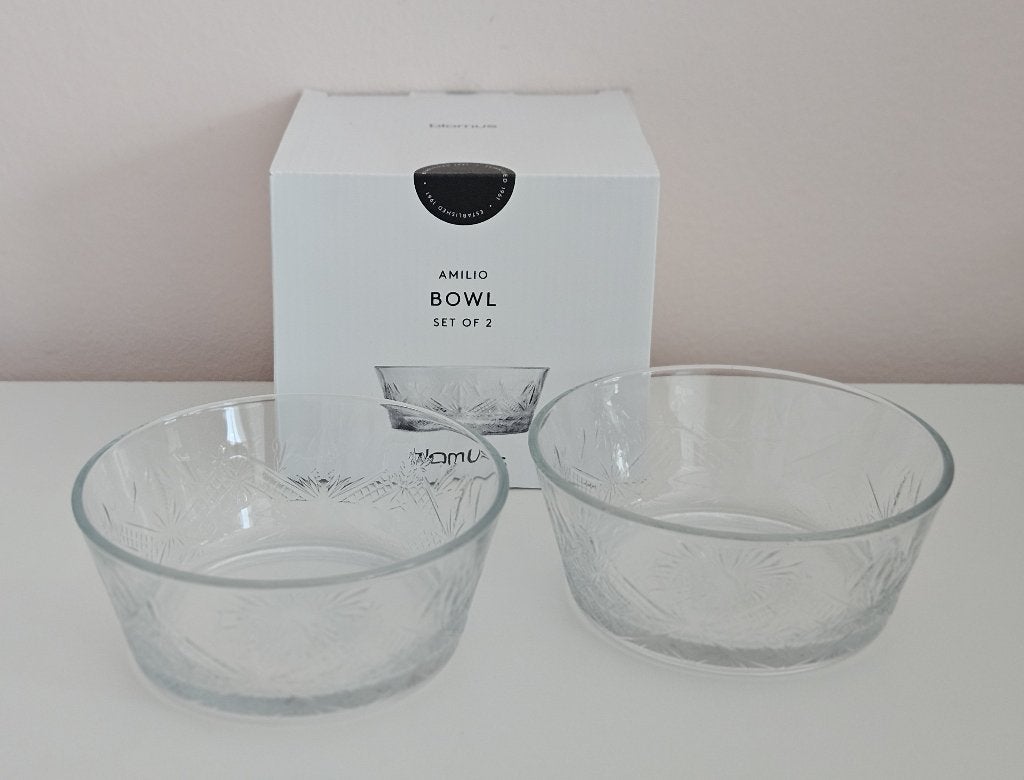 Set van 2 Blomus Amilio schaaltjes - NIEUW, Huis en Inrichting, Ophalen of Verzenden, Nieuw, Glas, Schaal of Schalen