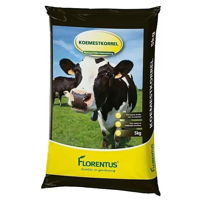 Florentus Koemestkorrel 5kg - Natuurlijke bemesting, Ophalen, Koemestkorrels