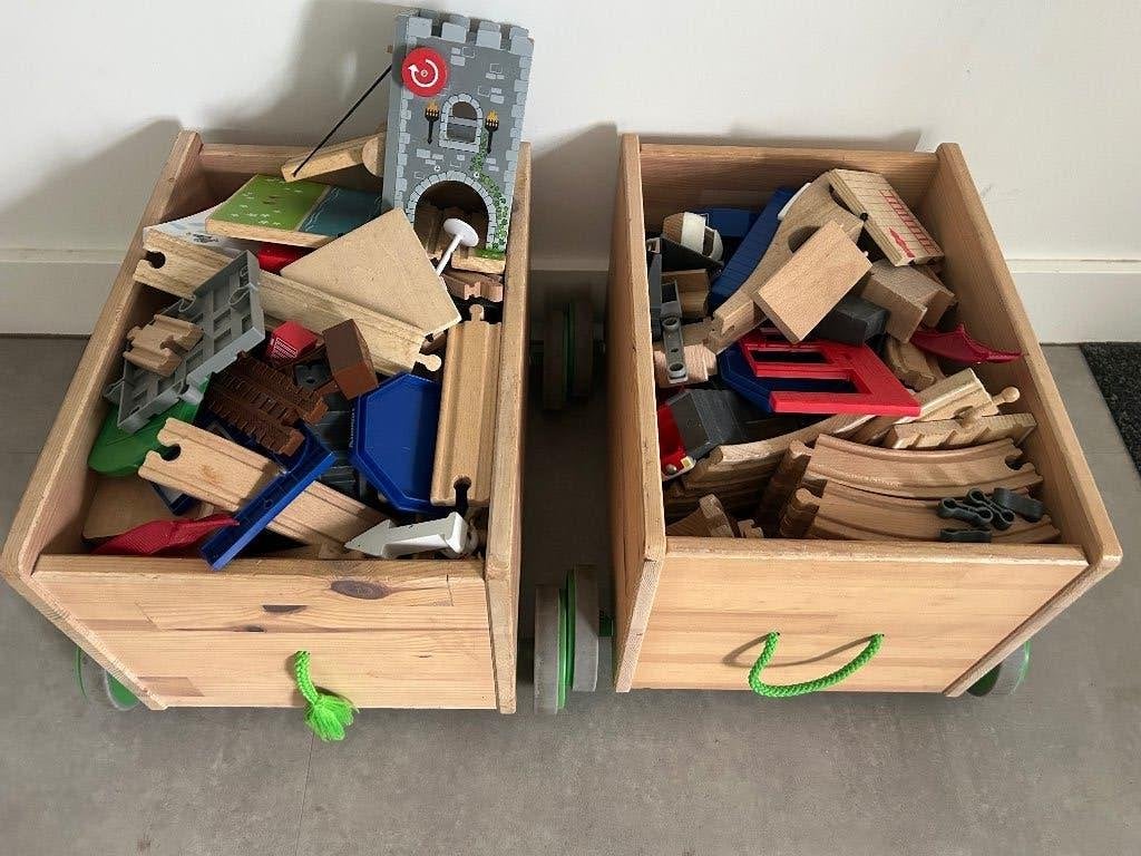 Houten treinset en accessoires, Ophalen, Gebruikt, Overige typen