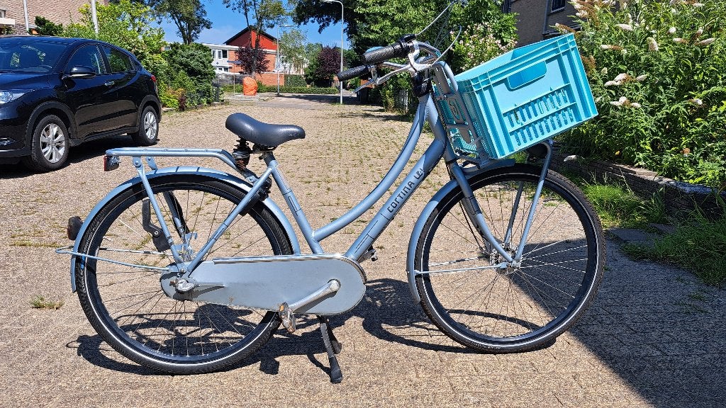 Lichtblauwe cortina transportfiets 28 inch, Fietsen en Brommers, Ophalen, Gebruikt, Overige merken, Versnellingen