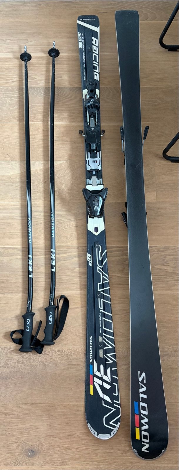 Salomon Racing Ski's 170 met Leki Illusion Skistokken, Ophalen, 160 tot 180 cm, Gebruikt, Salomon