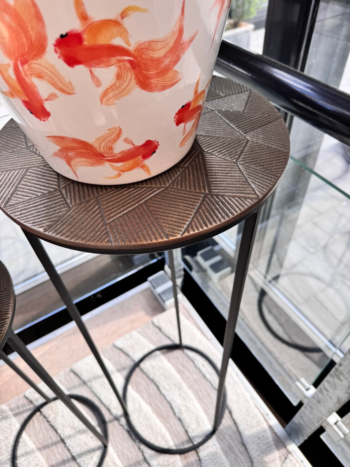 Nieuw Plantentafeltje van ijzer ook het bronskleurig blad, Ophalen, Minder dan 55 cm, Metaal of Aluminium, Rond