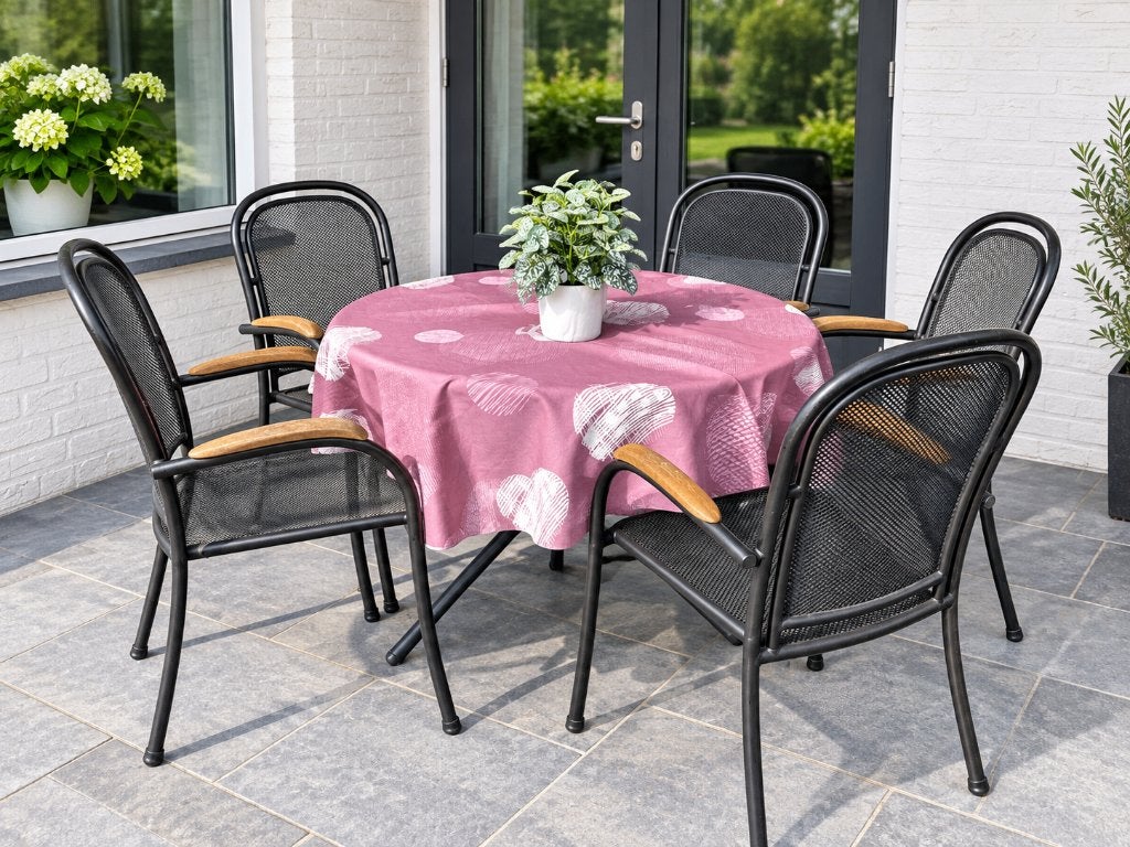 Tuinset – ronde tafel met 5 stoelen en bijpassende kussens, Tuin en Terras, Ophalen, Gebruikt, Tuinset, Eettafel
